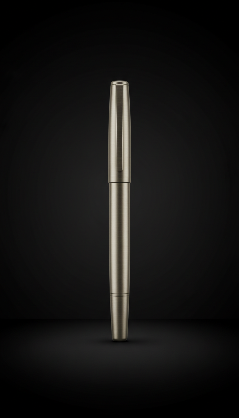 bolígrafo de metal cepillado con logotipo sutil